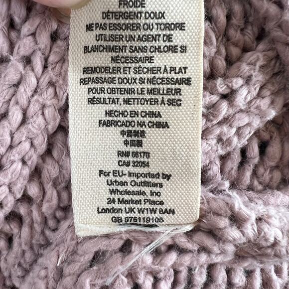 Free People Dusty Pink Mauve Open Knit Chunky V-Neck Oversized Tunic Sweater XS - Picture 6 of 6